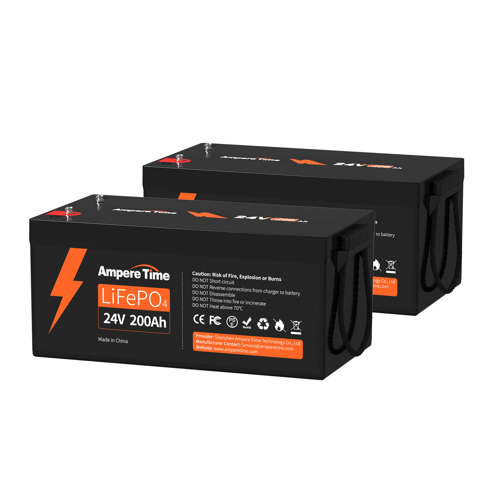 Ampere Time 24V 200Ah 5.12kWh Tife Zyklen LiFePO4 Batterie mit längerer Laufzeit, integriertem 200A BMS Amperetime DE