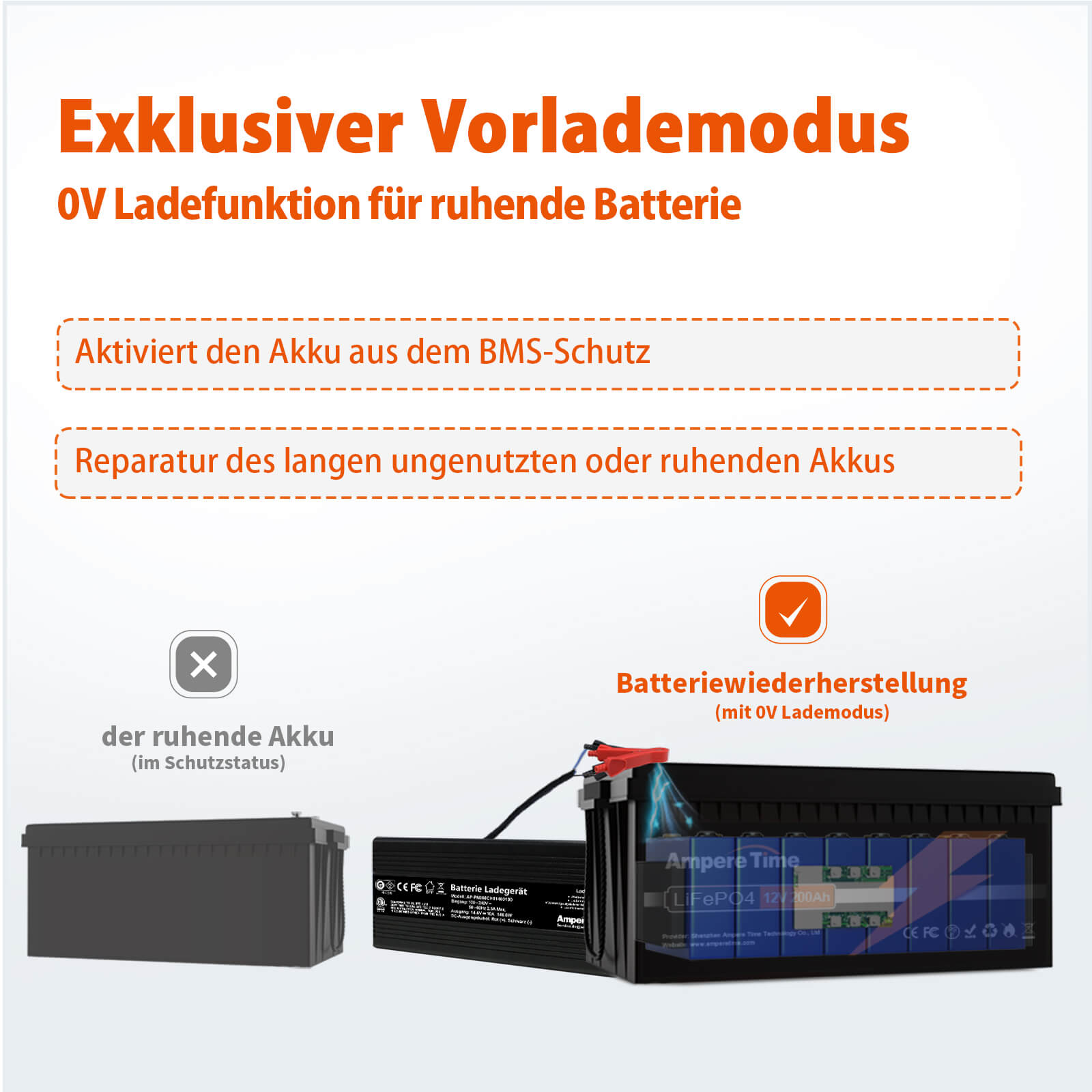 Ampere Time 14,6V LiFePO4 Batterieladegerät mit 10A Ausgangsstrom lithium Batterie 12v Amperetime DE