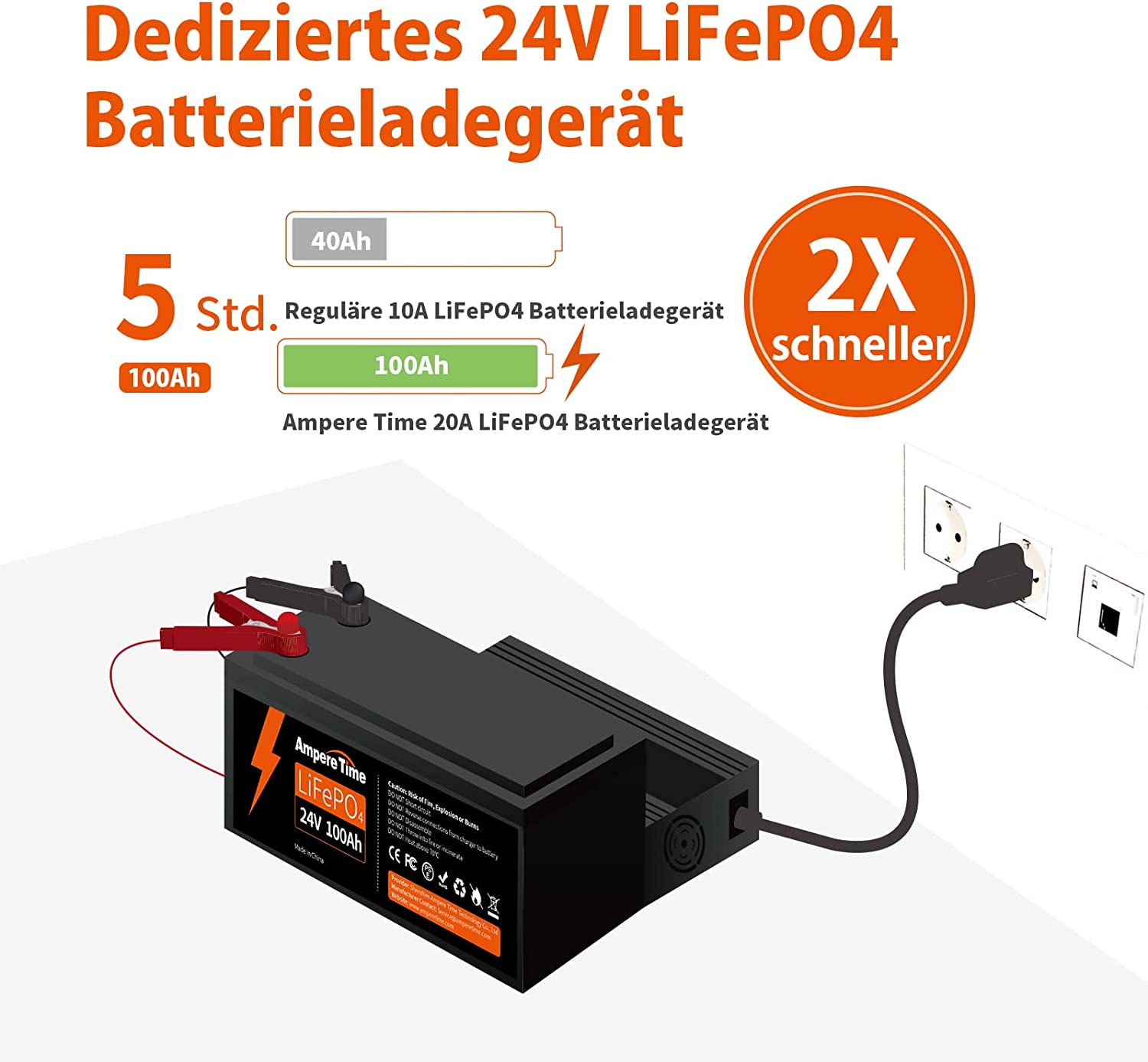 Ampere Time 29.2V 20A LiFePO4 Batterieladegerät lifepo4 ladegerät Amperetime DE